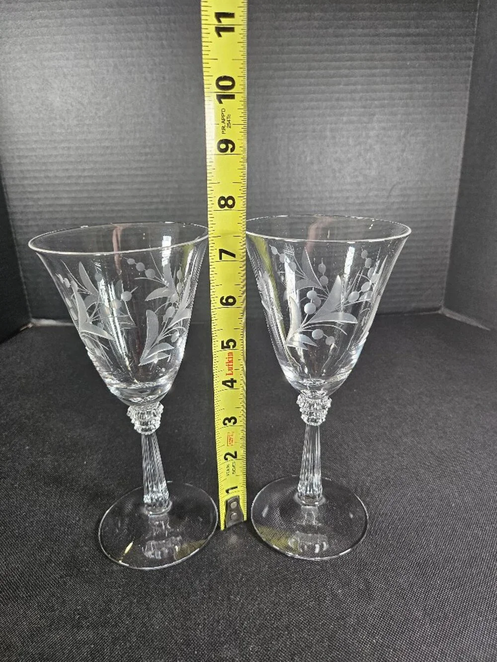 Two Vintage Fostoria Cynthia Claret Wine Glasses Elegant Cut Crystal Stemware